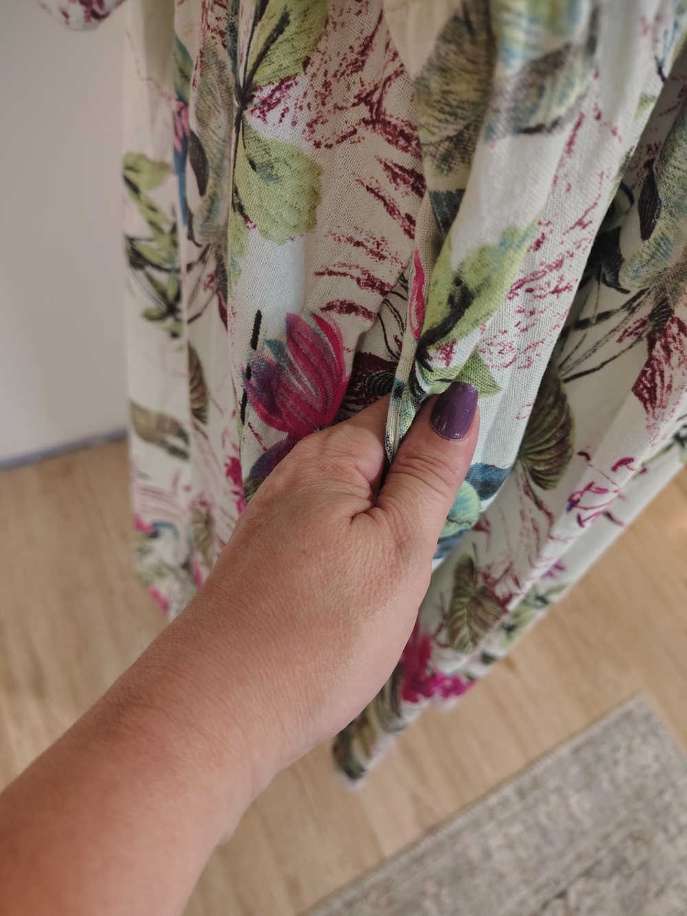 Tropical Linen Floral Maxi Dress in White and Pink 3x - Picture 5 of 12